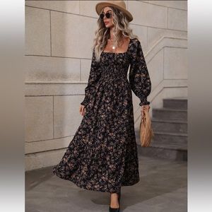 Floral smocked long sleeved dress